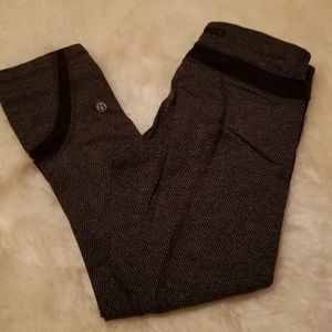 Lululemon Run Inspire Crops Black Herringbone